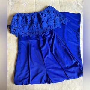 NWOT Blue Lace Off the Shoulder Jumpsuit